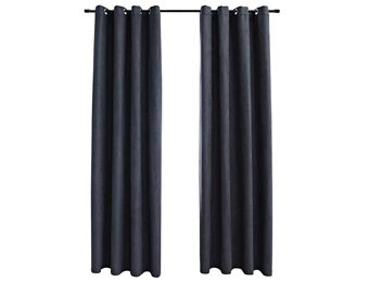 vidaXL Gordijnen verduisterend met ringen 2 st 140x225 cm antraciet