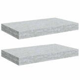 vidaXL Wandschappen 2 st zwevend 40x23x3,8 cm MDF betongrijs