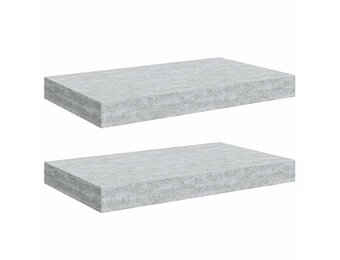 vidaXL Wandschappen 2 st zwevend 40x23x3,8 cm MDF betongrijs