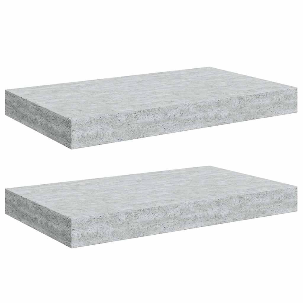 vidaXL Wandschappen 2 st zwevend 40x23x3,8 cm MDF betongrijs