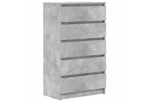 Ladekast bewerkt hout betongrijs - 60x36x103 cm met 66% korting