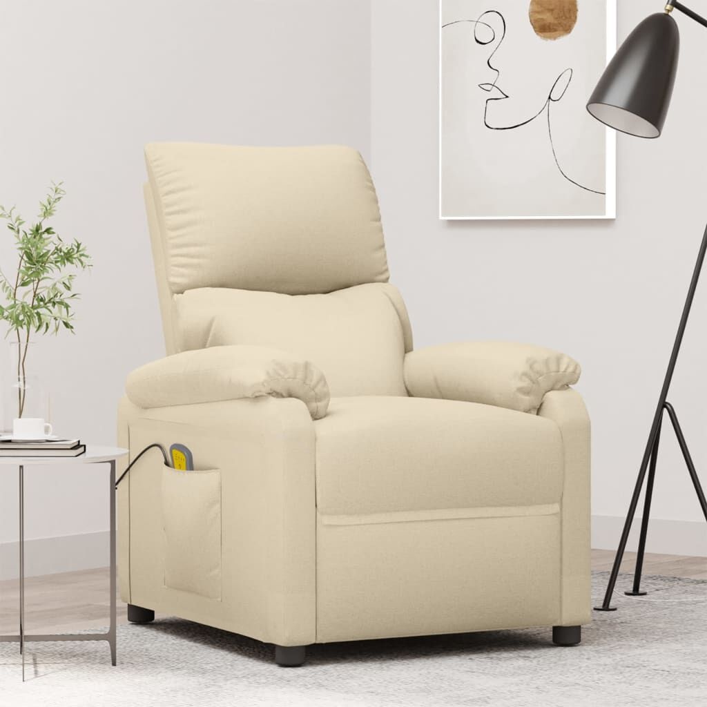 vidaXL Massagestoel Stof Crèmekleurig - 55% Korting