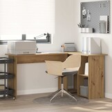 vidaXL Hoekbureau Artisan Eiken 142x102x73 cm - Bewerkt Hout - 35% Korting