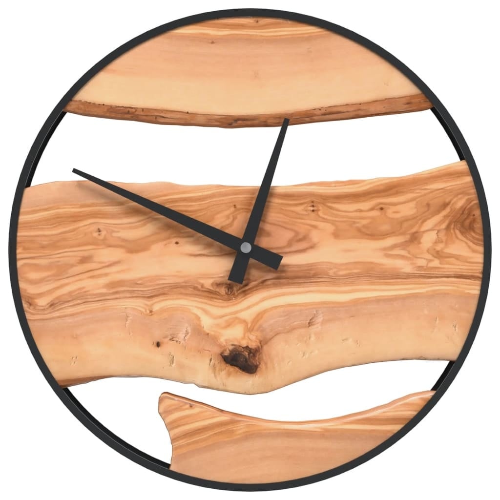 Wandklok Ø35 cm IJzer & Olijfhout Bruin - Nu 34% Korting!