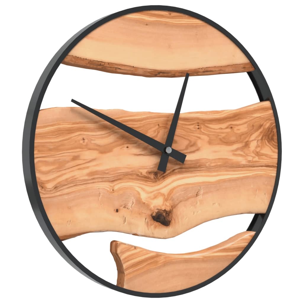 Wandklok Ø35 cm IJzer & Olijfhout Bruin - Nu 34% Korting!