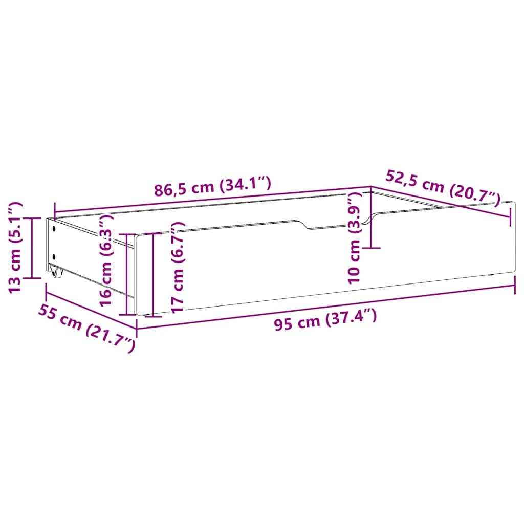 VidaXL Bedlades 2 st. Massief Grenenhout 95x55x16 cm - 35% Korting!