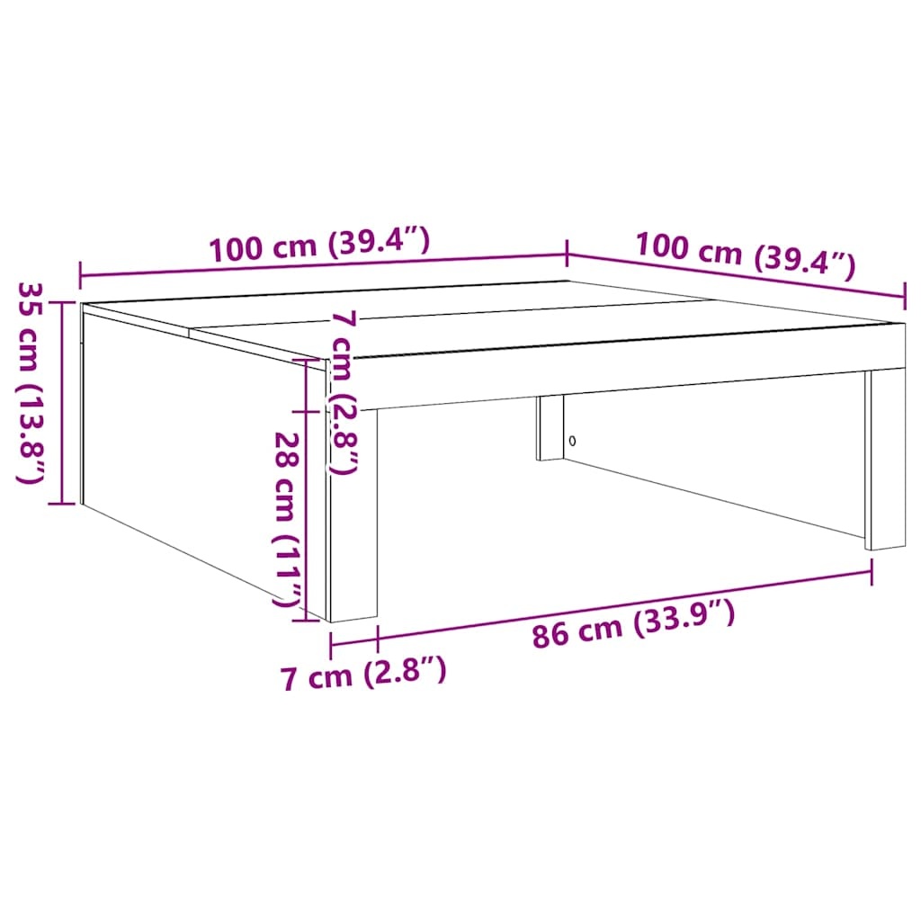 vidaXL Salontafel 100x100x35 cm Zwart Bewerkt Hout - 34% Korting