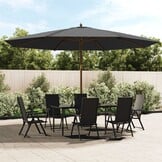 Antracietkleurige Parasol met Houten Paal 400x273cm (35% Korting)