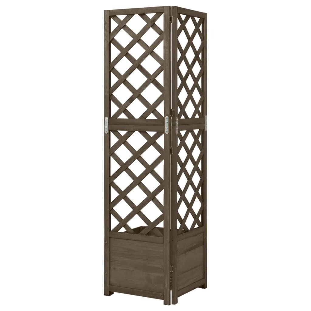 Hoekplantenbak met latwerk 40x40x150 cm Vurenhout Grijs - 34% Korting
