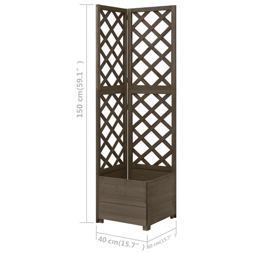 Hoekplantenbak met latwerk 40x40x150 cm Vurenhout Grijs - 34% Korting