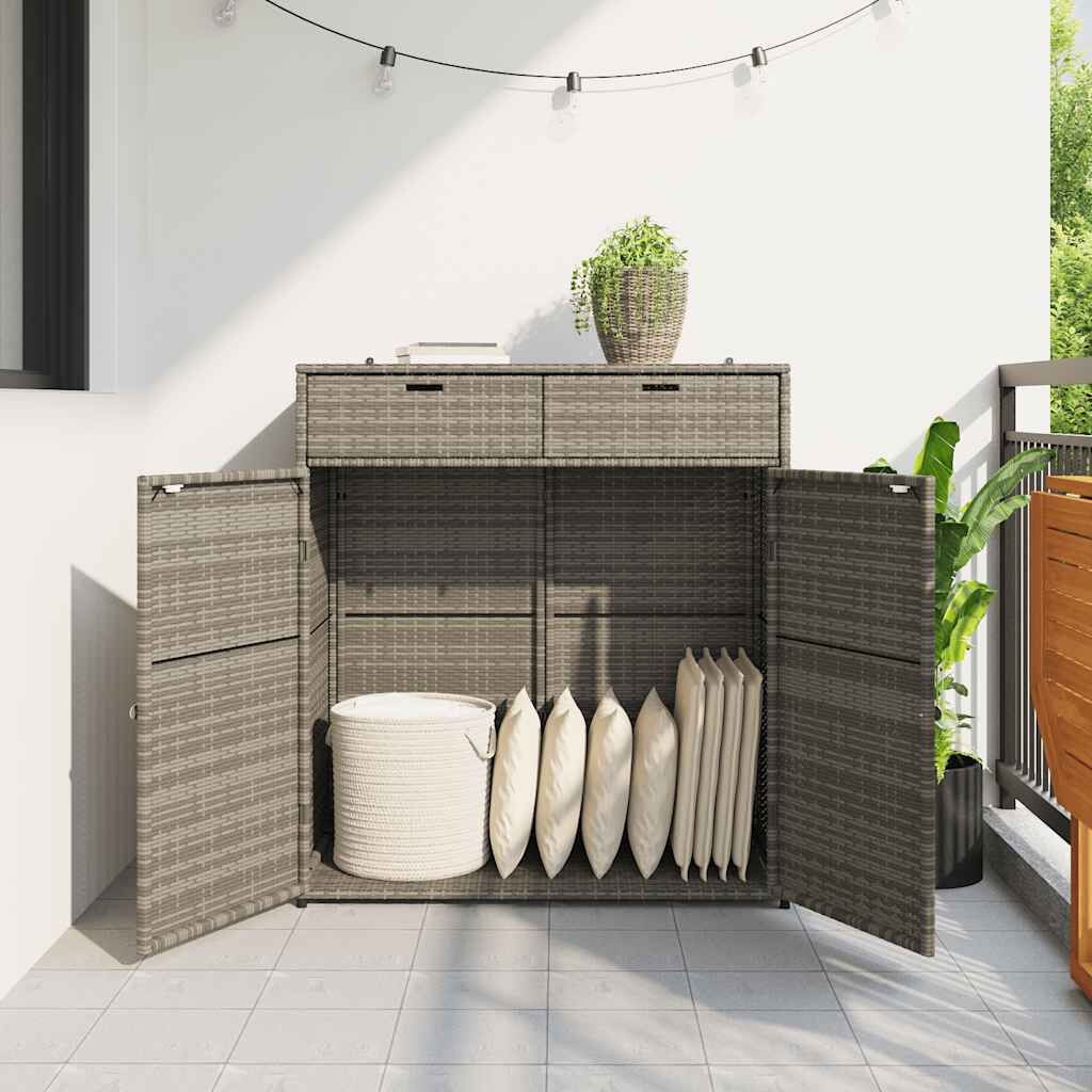 VidaXL Tuinkast Poly Rattan Grijs 105x55x113 cm - 35% Korting