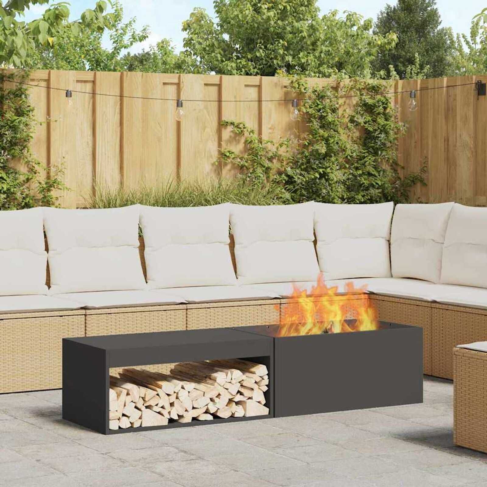 VidaXL Vuurkorf Zwart - Koudgewalst staal - 160x45x35 cm - 59% Korting
