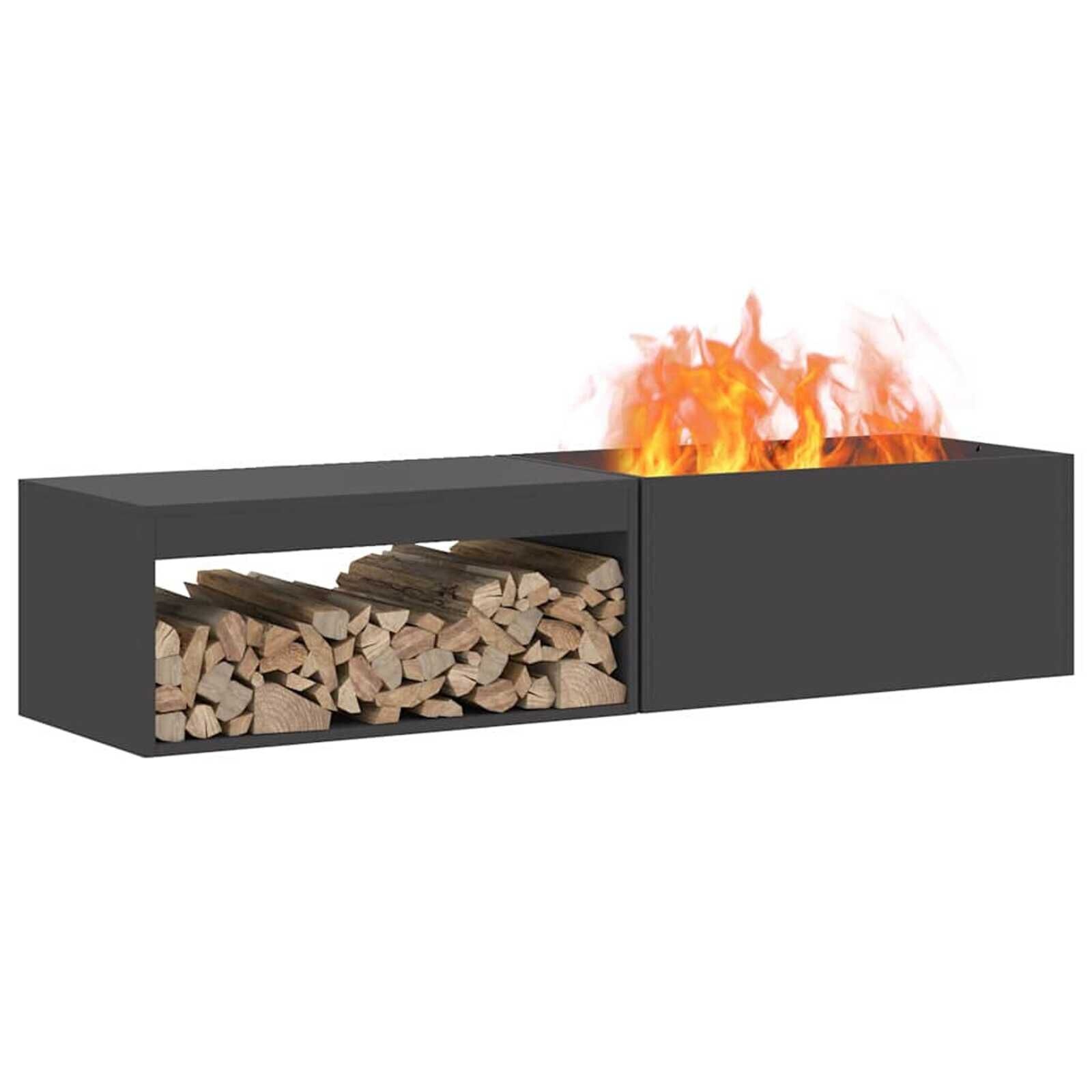 VidaXL Vuurkorf Zwart - Koudgewalst staal - 160x45x35 cm - 59% Korting