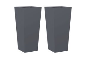 Plantenbakken Set van 2 Staal Antraciet 35x35x75 cm - 41% Korting