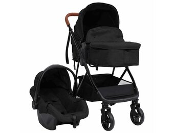 VidaXL Kinderwagen 3-in-1 Staal Antraciet/Zwart - 35% Korting!