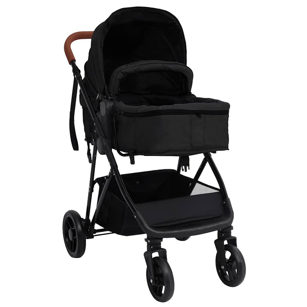 VidaXL Kinderwagen 3-in-1 Staal Antraciet/Zwart - 35% Korting!