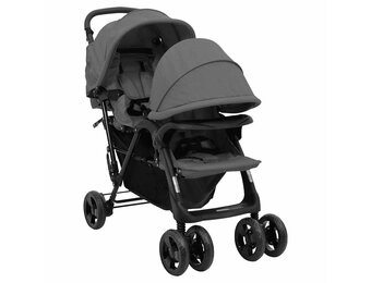 VidaXL Kinderwagen Tandem Donkergrijs - 35% Korting