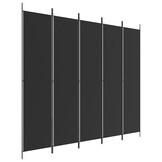 Kamerscherm 5 panelen 250x220 cm Zwart - 34% Korting