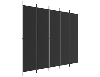 Kamerscherm 5 panelen 250x220 cm Zwart - 34% Korting