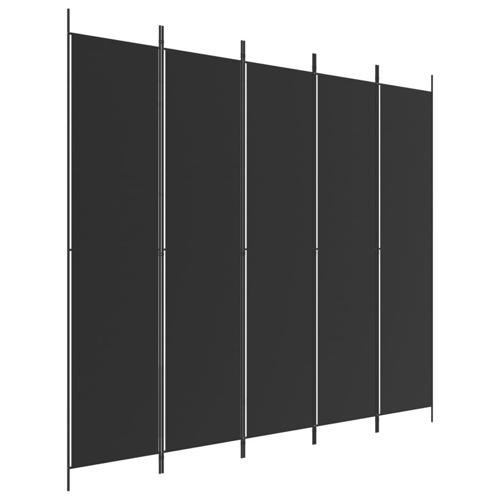 Kamerscherm 5 panelen 250x220 cm Zwart - 34% Korting