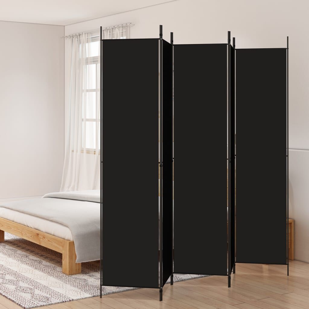 Kamerscherm 5 panelen 250x220 cm Zwart - 34% Korting