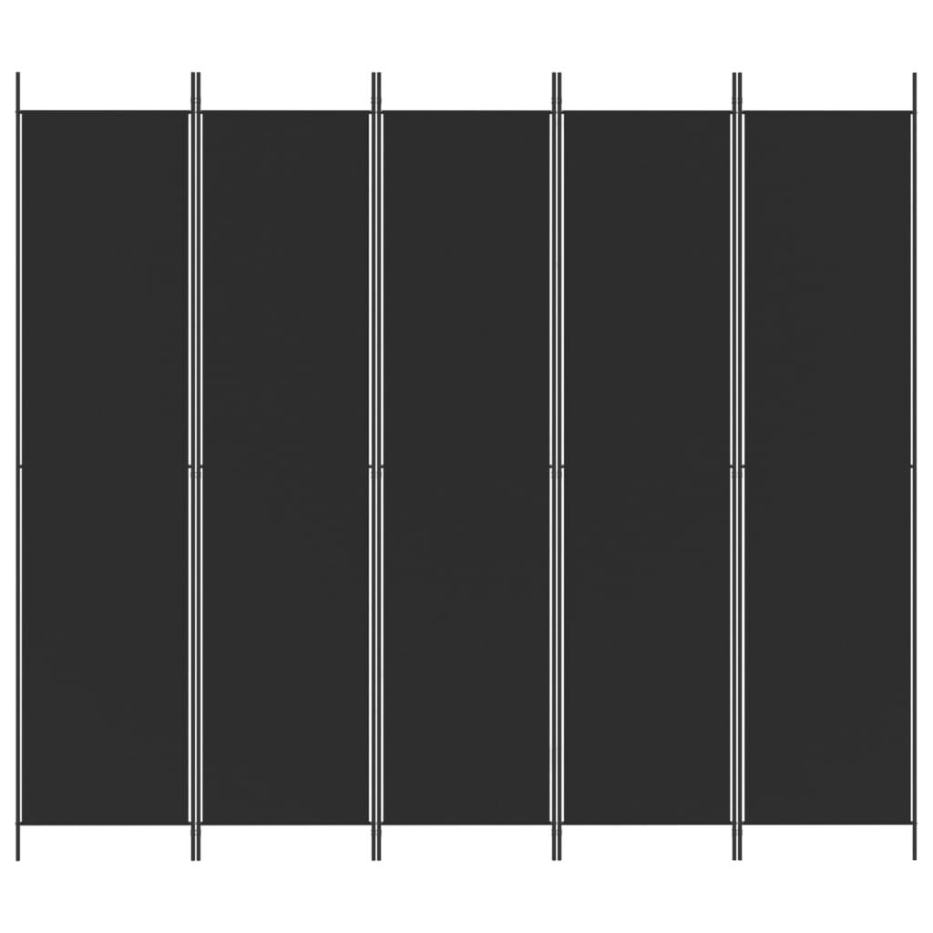 Kamerscherm 5 panelen 250x220 cm Zwart - 34% Korting