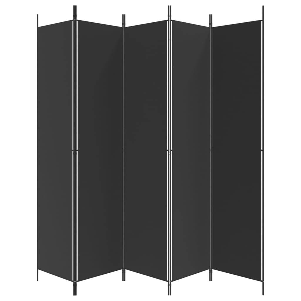 Kamerscherm 5 panelen 250x220 cm Zwart - 34% Korting