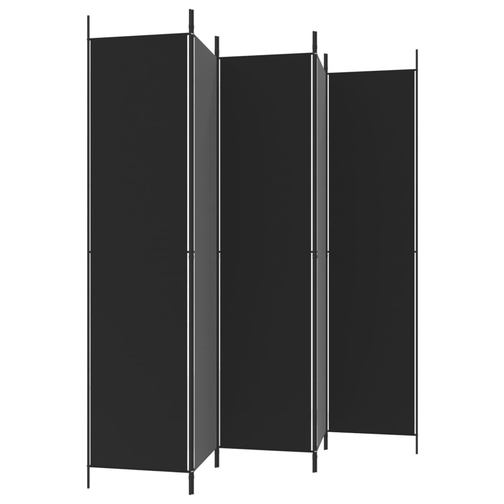 Kamerscherm 5 panelen 250x220 cm Zwart - 34% Korting