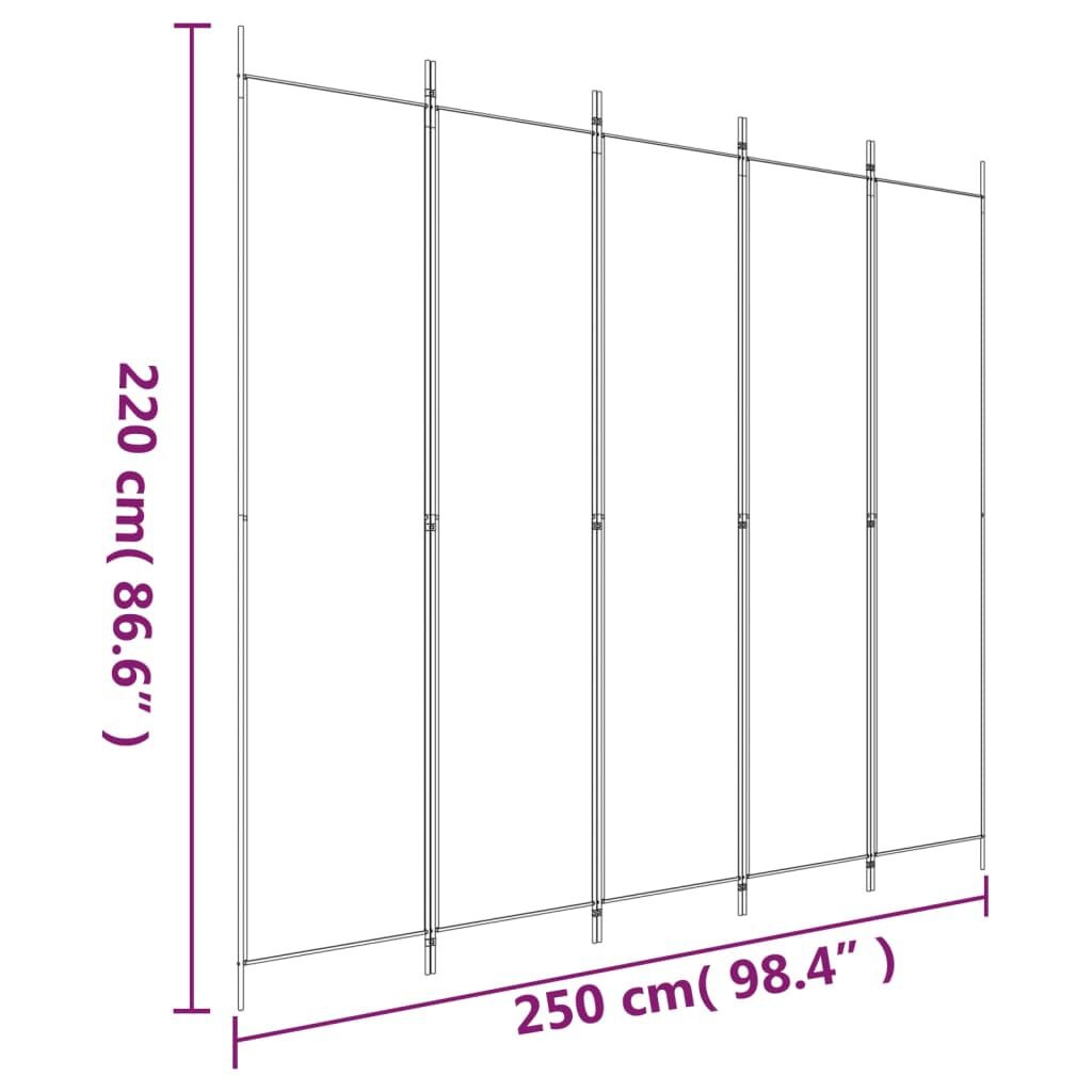 Kamerscherm 5 panelen 250x220 cm Zwart - 34% Korting