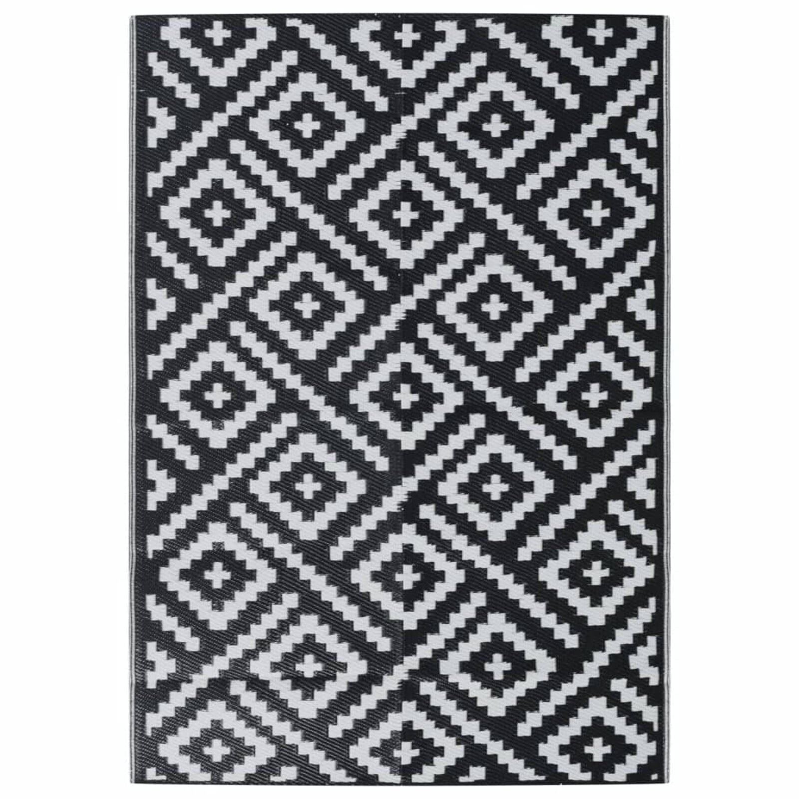 VidaXL Buitenkleed Arakil 140x200cm Polypropeen Wit/Zwart - 34% Korting