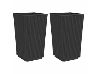 Plantenbakken 2 stuks 32,5x32,5x57 cm Zwart Polypropeen - 34% Korting