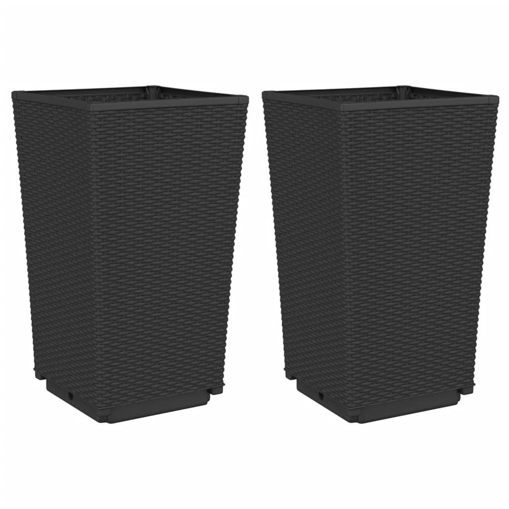 Plantenbakken 2 stuks 32,5x32,5x57 cm Zwart Polypropeen - 34% Korting