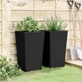 Plantenbakken 2 stuks 32,5x32,5x57 cm Zwart Polypropeen - 34% Korting