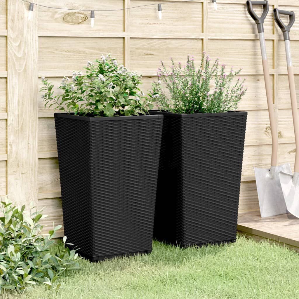 Plantenbakken 2 stuks 32,5x32,5x57 cm Zwart Polypropeen - 34% Korting