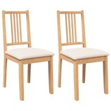 VidaXL Eetkamerstoelen Set 2x Massief Hout Naturel & Crème 34% Korting