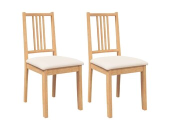 VidaXL Eetkamerstoelen Set 2x Massief Hout Naturel & Crème 34% Korting
