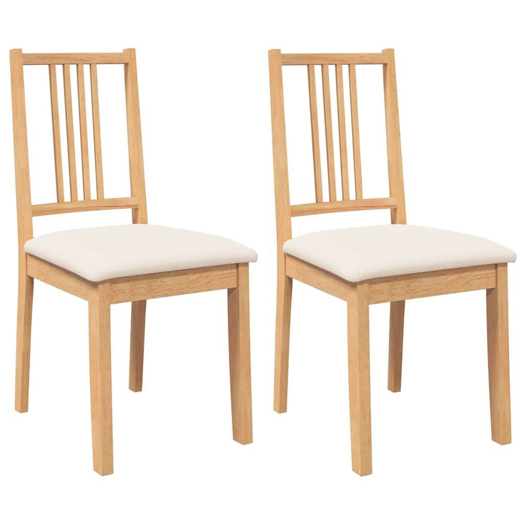 VidaXL Eetkamerstoelen Set 2x Massief Hout Naturel & Crème 34% Korting