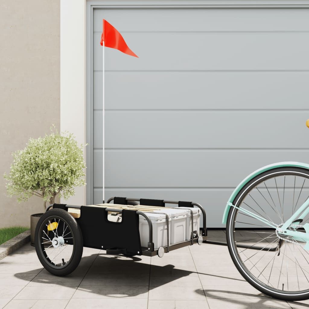 Zwarte Fietstrailer Oxford Stof & Ijzer - 34% Korting