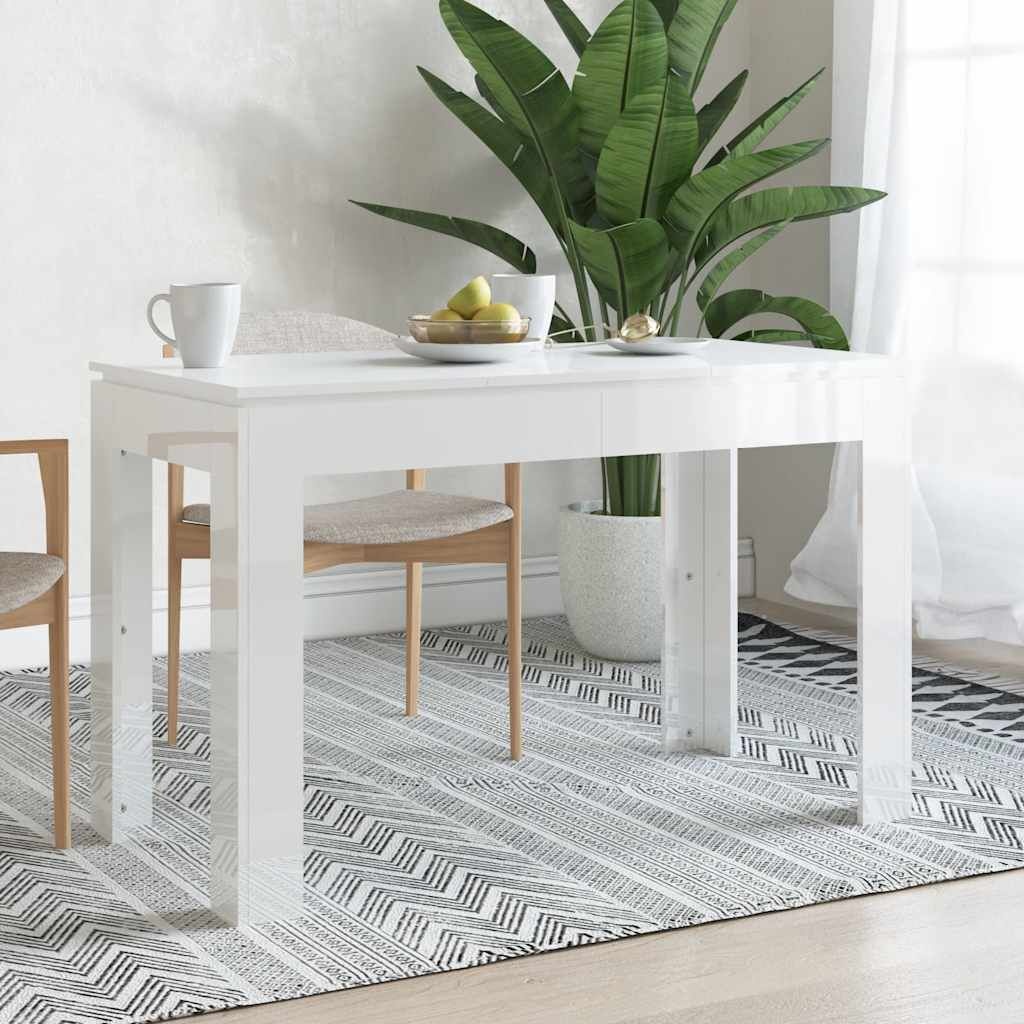 Eettafel Hoogglans Wit 120x60x76 cm Bewerkt Hout - 54% Korting