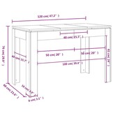 Eettafel Hoogglans Wit 120x60x76 cm Bewerkt Hout - 54% Korting