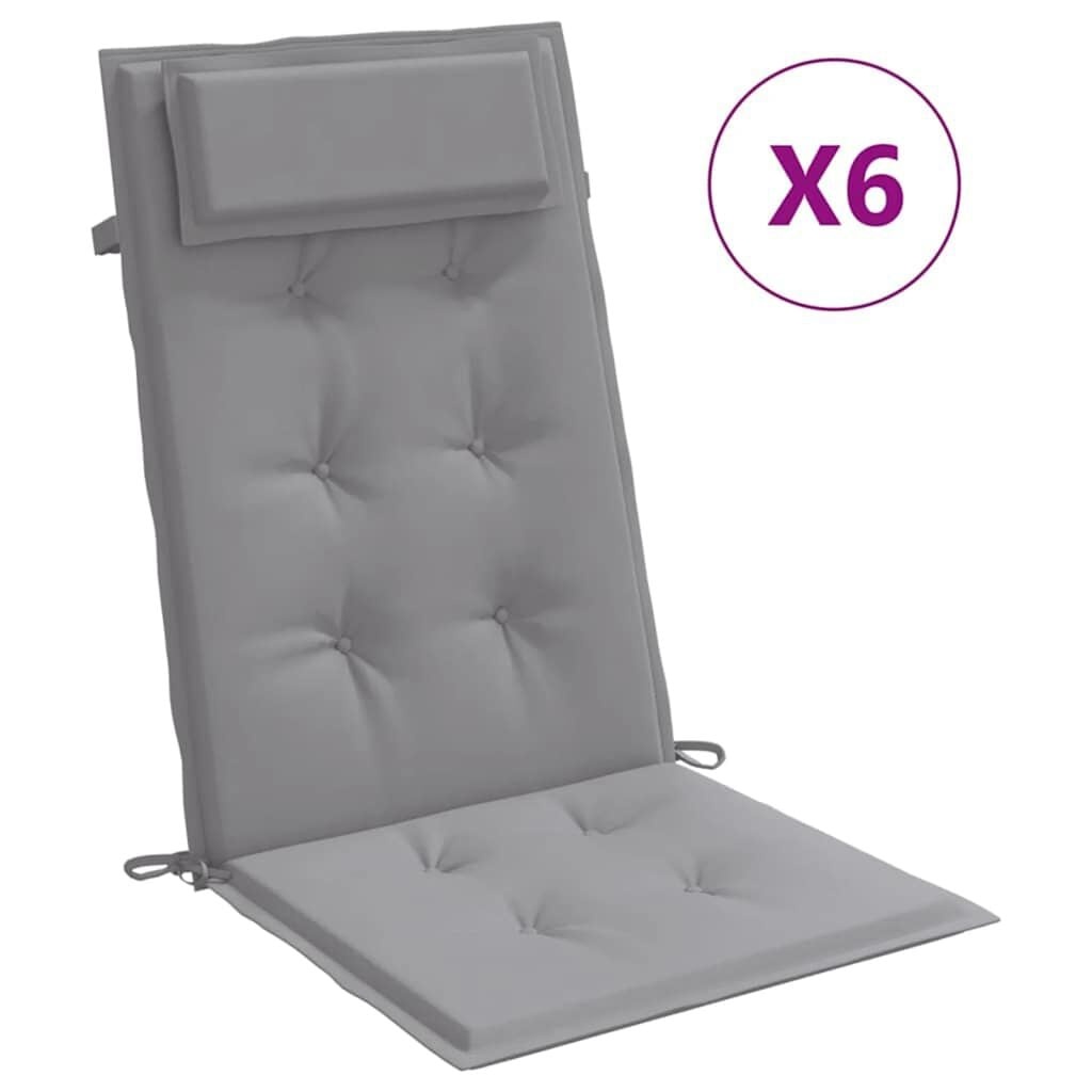 vidaXL Stoelkussens 6 st Hoge Rug Oxford Stof Grijs - 34% Korting