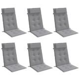 vidaXL Stoelkussens 6 st Hoge Rug Oxford Stof Grijs - 34% Korting