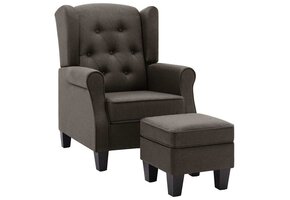 Comfortabele Fauteuil met Voetenbank - Taupe Stof - 47% Korting!