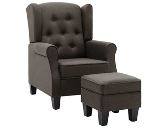 vidaXL Fauteuil met voetenbankje stof taupe