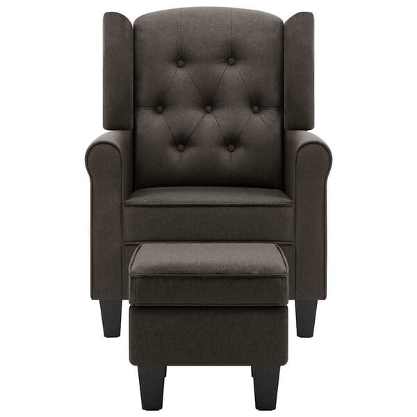 vidaXL Fauteuil met voetenbankje stof taupe