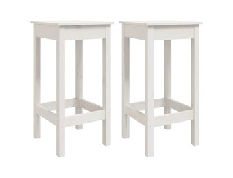 vidaXL Barstoelen 2 st 40x40x78 cm massief grenenhout wit