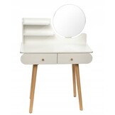 Kaptafel met Ronde Spiegel en 2 Lades - Wit - 34% Korting