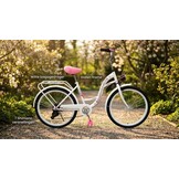 Meisjesfiets 24" 6 Versnellingen Wit/Roze - 35% Korting
