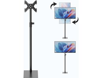 uyoyous Tv-standaard voor 14 tot 43 inch LCD, led, OLED, tv-standaard, oprolbaar tot 20 kg, in hoogte verstelbaar, televisiestandaard met 360 graden tv-standaard, VESA, 200 x 200 mm (zwart)