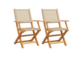VidaXL Tuinstoelen (2 st.) - Massief Acaciahout & Poly Rattan Beige - 35% Korting